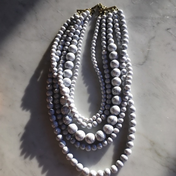 Evereve Jewelry - Evereve Multi Strand Blue White Bead Necklace